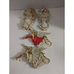 Lot Of 4 Vintage Angel Christmas Ornaments Bugle Musical Praying Joy